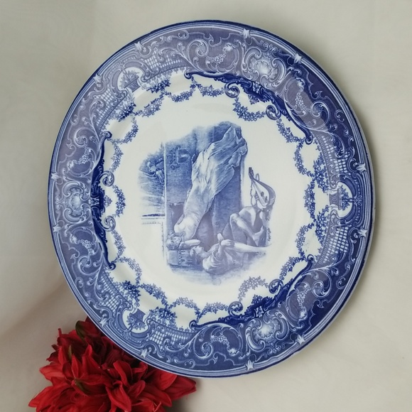 Royal Doulton Flow Blue Shakespeare Merchant of Venice Dinner Plate